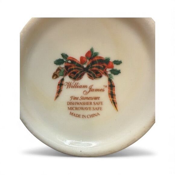 William James Fine Stoneware Coffee Mug Christmas Fruit Garland Holiday 4.25” - Picture 6 of 7